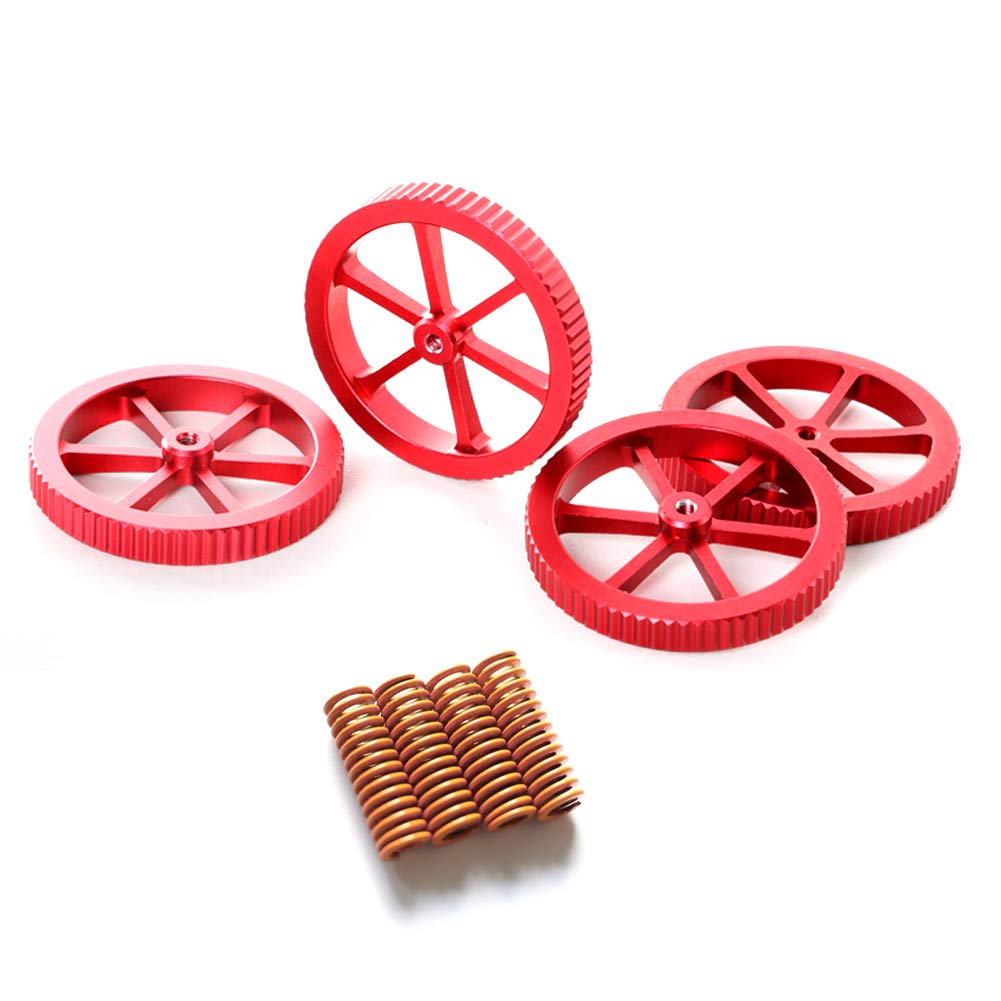 Creality Upgraded 4PCS Aluminum Hand Twist Leveling Nut with 4PCS Hot Bed Die Springs, Bed Leveling Kit for Ender 3/3 Pro, Ender 5/5 Plus/Pro, CR-10, CR10S/10S Pro, CR 20 3D Printer