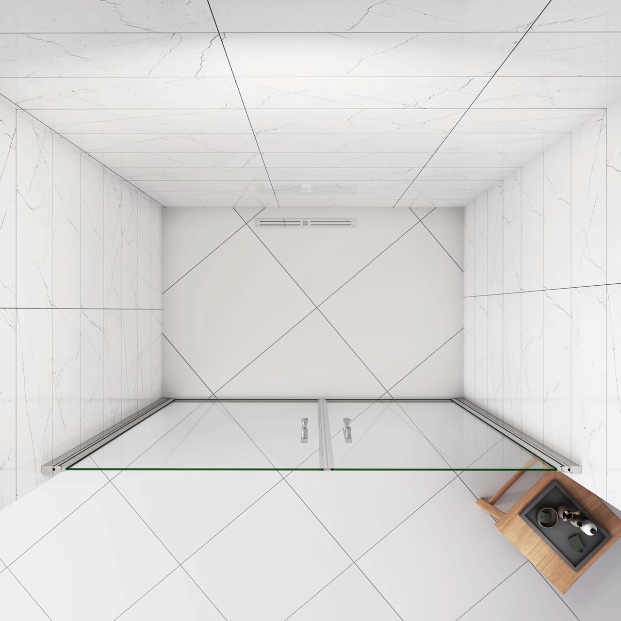 Box Doccia per Nicchia 185 cm Doppia Porta Battente Saloon Vetro Temperato 6 mm Anticalcare Larga 150 cm（80+76：1478-1518 mm)