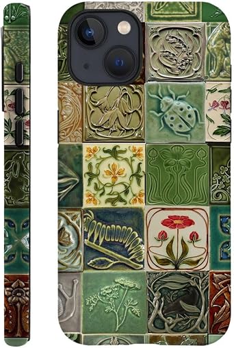 Compatible with iPhone 14 Plus,Durable & Shockproof Phone Case Cover Design - Collage Tiles Vines Snails Nature