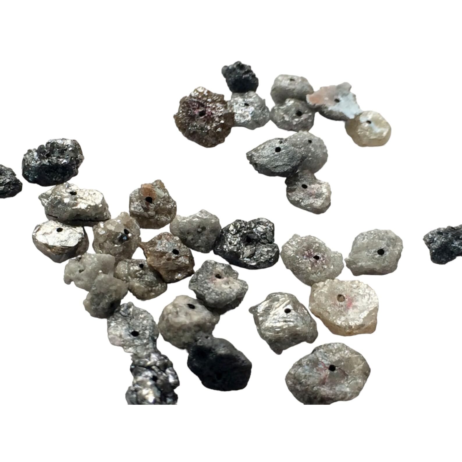 5-8 mm Multi diamenty, wiele nieoszlifowanych diamentów wywierconych, naturalny surowy diament, nieoszlifowany diament, wiele diamentów na biżuterię (opcje od 5 sztuk do 25 sztuk), 5 MM - 8 MM