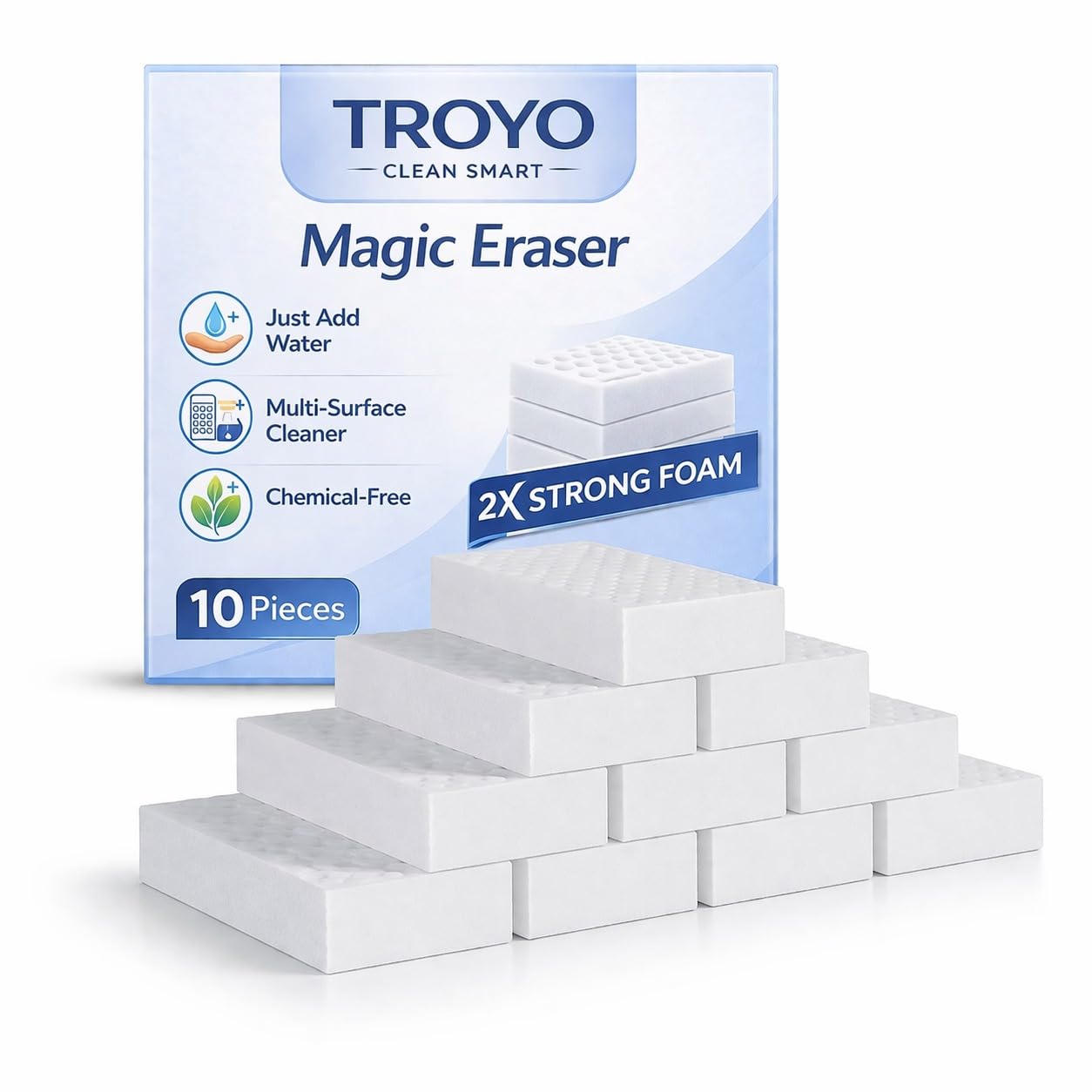 Magic Eraser Cleaning Sponge | Pack of 10 | Multi-Purpose, Chemical-Free Stain Remover for Kitchen, Bathroom, Walls, Shoes & More | Tough on Dirt, Gentle on Surfaces (Pack of 10)-image-40