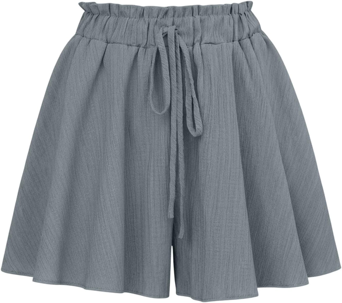 Casual Loose Shorts for Women, High Waisted Drawstring Summer Pants | Relaxed Wide Leg, High Rise Cording, Double Slant Pockets, Soft Flowy Weave, Everyday Streetwear Resort Outfits