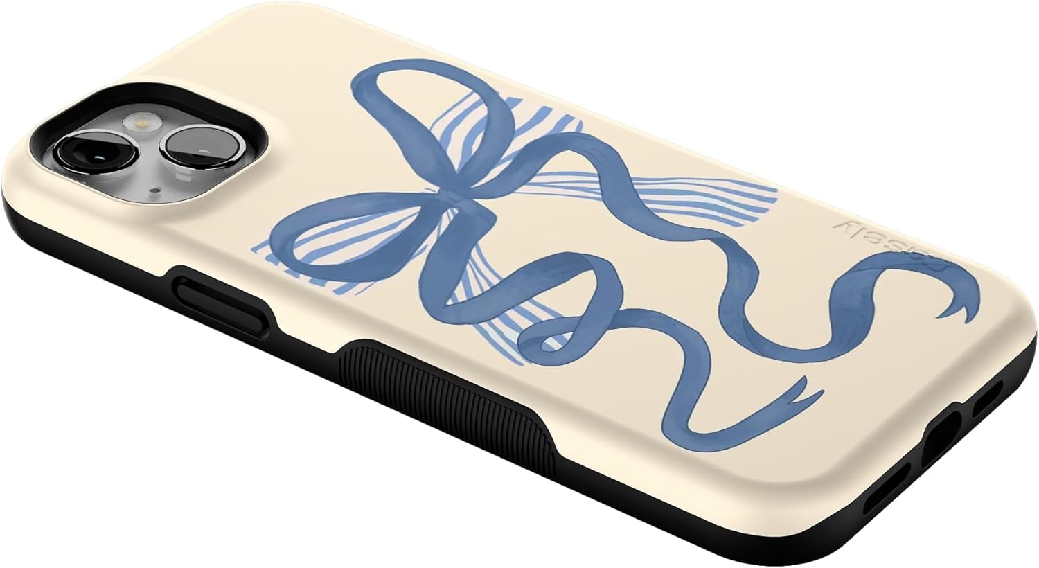 Casely iPhone 14 Plus Case | Heartstrings | Blue Bow | Bold Protective Design | Compatible with MagSafe