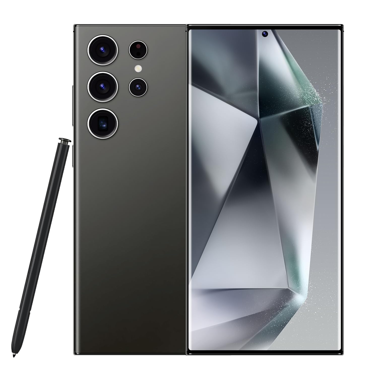 C24 Ultra Unlocked Smartphone, 8GB+256GB, Android 14.0 OS, 6.8-inch Large Screen, 6500mAh Battery, Built-in Stylus, Supports 5G/Dual SIM Cards/Face Unlock/Fingerprint Unlock/GPS (Black)