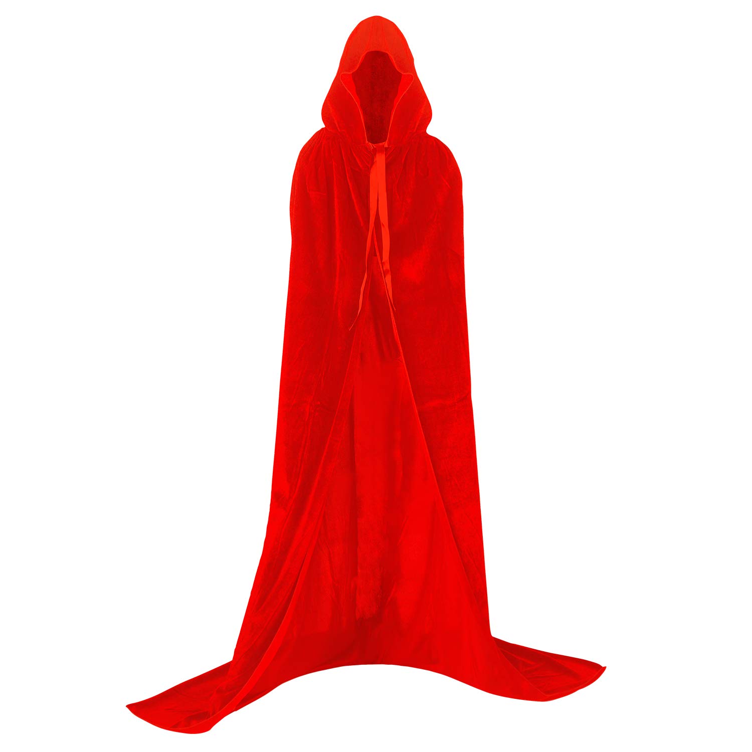 Proumhang Mantello con Cappuccio Lungo in Velluto Costume di Halloween Carnevale Natale Capo Masquerade Rosso