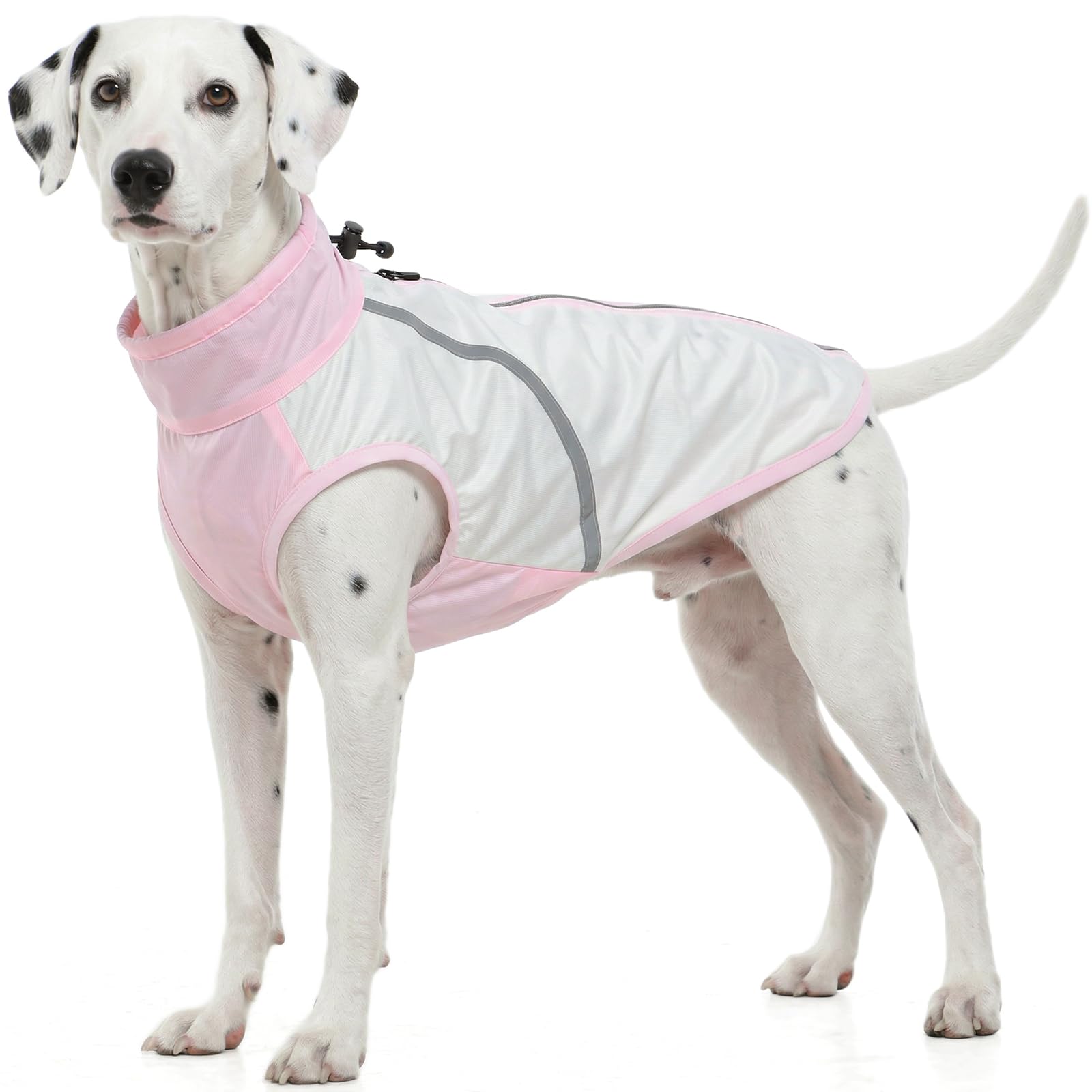 Kuoser Dog Sun Protection Clothing, Lightweight UPF 50+ Pet T-Shirt, Breathable Reflective Dog Cooling Coat for Large Dogs Summer & Everyday Wear, Pink L