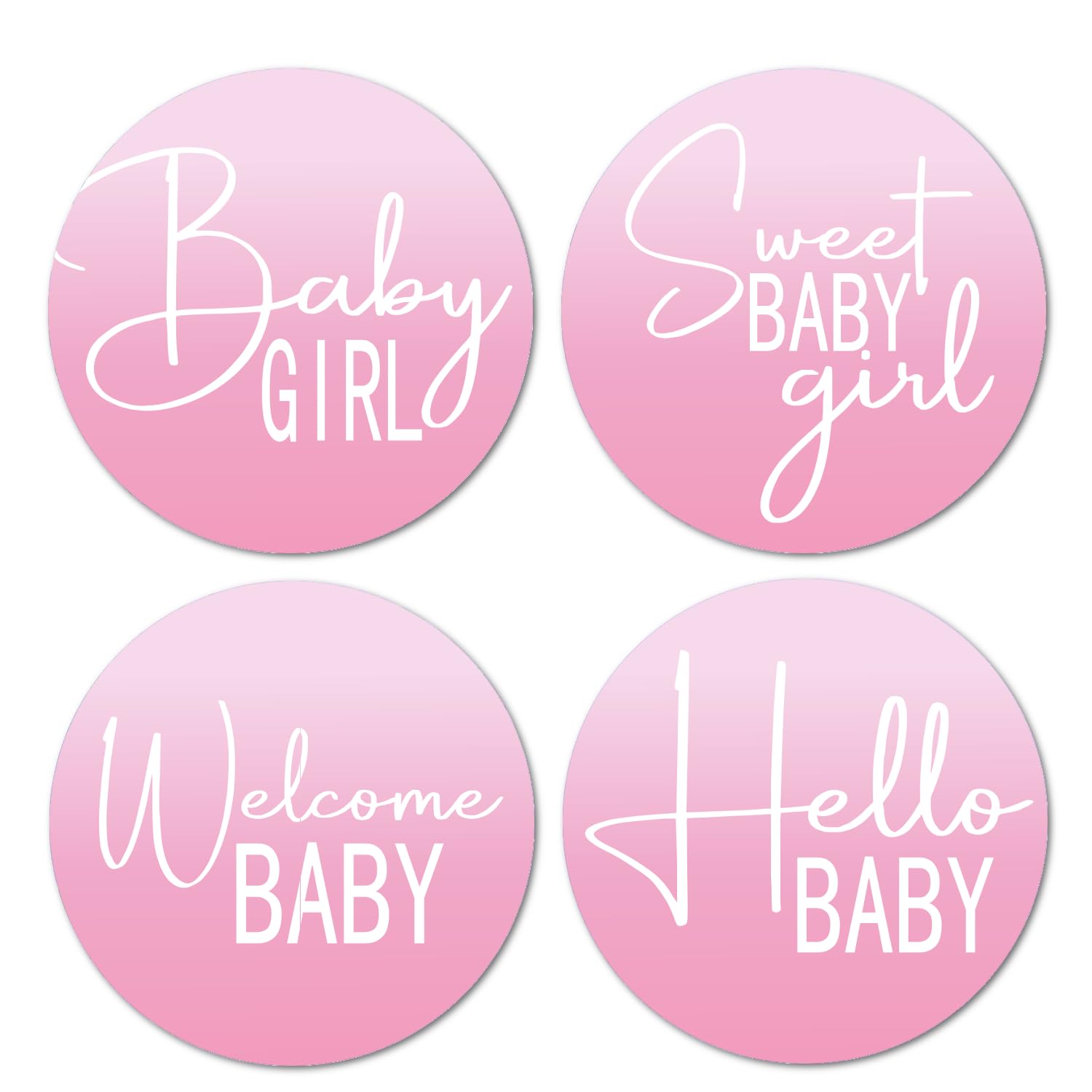 40 Pink Modern Baby Shower Stickers, 2 Inch Big Round Glossy Labels, It’s a Girl Baby Shower, Great for Party Favors, Tags, Games and Supplies. Made