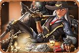 Overwatch, Rifle, Woman Warrior, Cowgirl, Ashe, B O B Game 8X 12 Inches Retro Metal Tin Sign - Vintage Art Poster Plaque