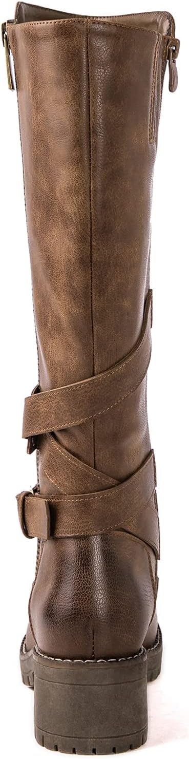 GLOBALWIN Women’s Knee-High Riding Boots Tall Fashion Boots with Chunky Low Heel & Side Zipper Everyday Wear Casual Boots For Women