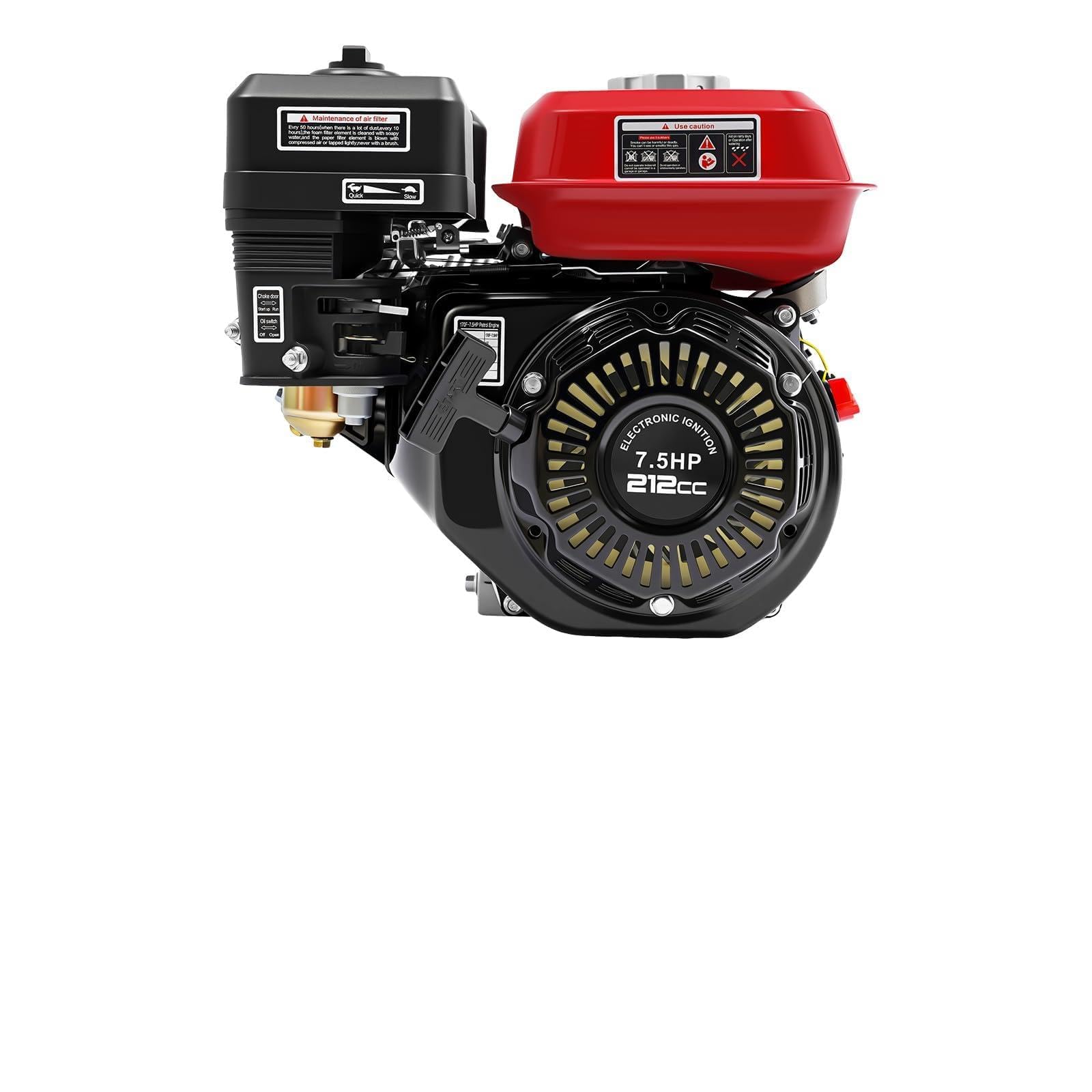 Moteur à essence monocylindre 7,5 CV 4 temps refroidi par air avec démarrage par câble - Moteur sur pied 210 cc pour pompe à eau, compresseur, nettoyeur haute pression, générateur de kart, silencieux