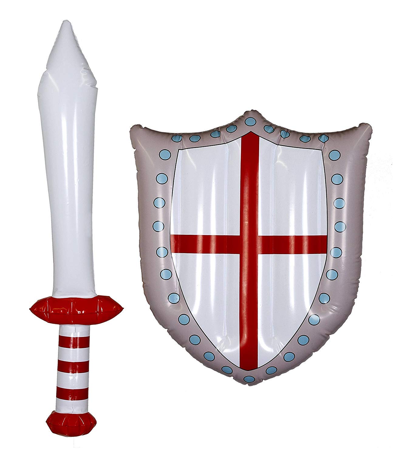 I LOVE FANCY DRESS Inflatable Knights English Flag Shield and Inflatable Sword Pool Part Set