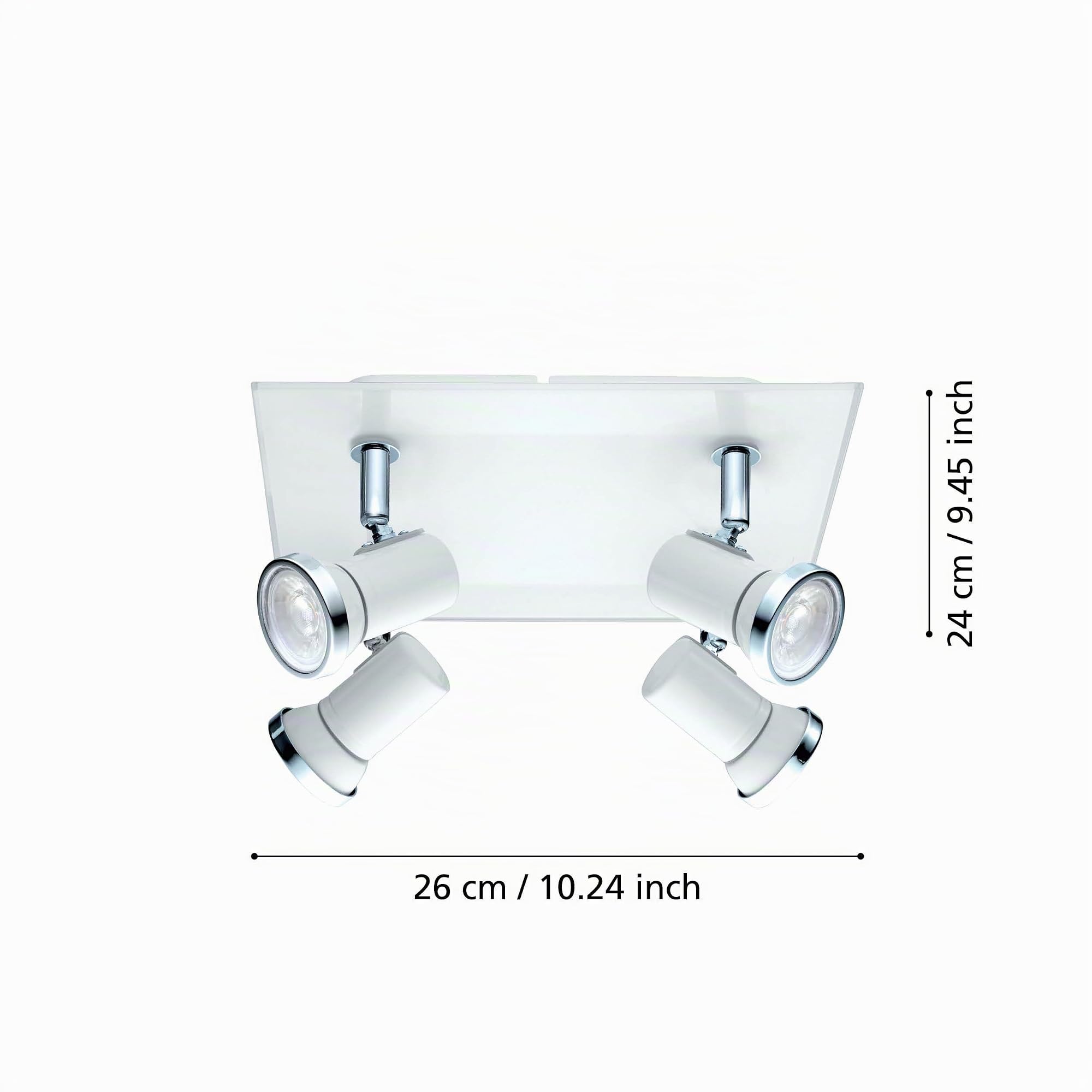 EGLO Deckenlampe Tamara 1, 4 flammige Deckenleuchte, Deckenleuchte Bad | Badezimmer Lampe aus Metall in Weiß und Chrom, Glas, Deckenstrahler, Spots inkl. GU10 Leuchtmittel, warmweiß, IP44