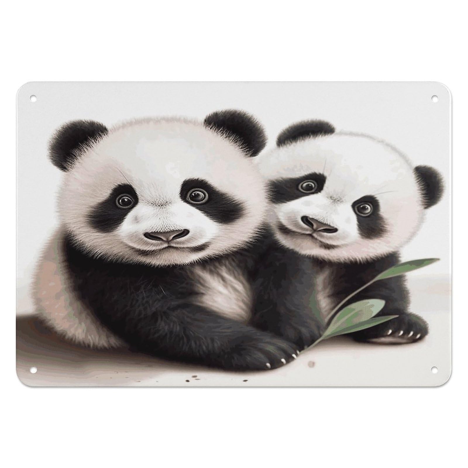 Fekiloot Style Pandas Wall Decor Iron Painting Metal Sign