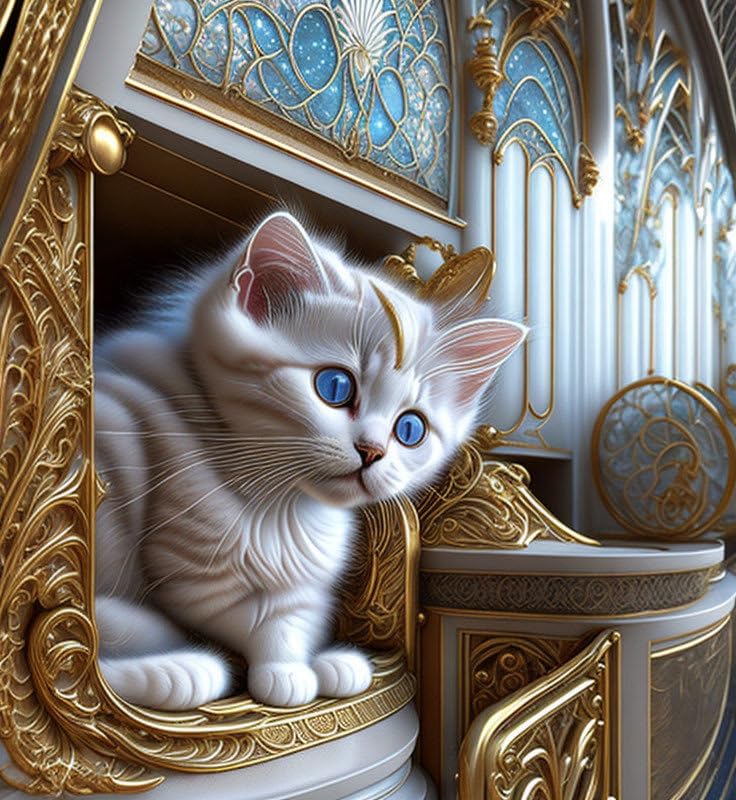 Toile chaton blanc à Paris 58x90 cm : habillez vos grands murs vides