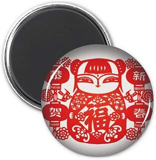 Red Girl Paper Cut Flower Lantern Refrigerator Magnet Sticker Decoration Badge Gift