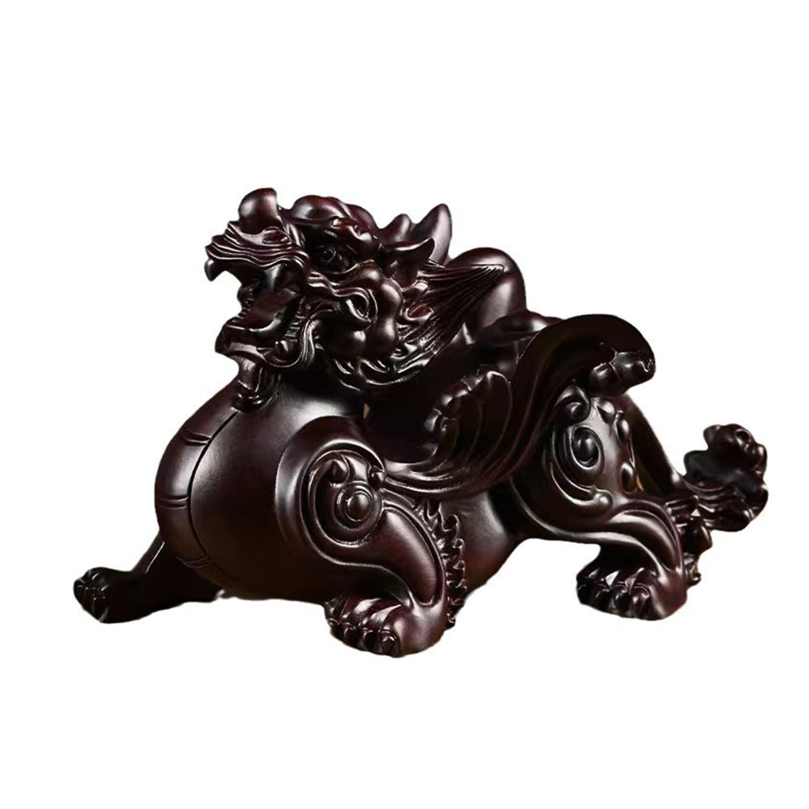 Huolimxun A Pair Of Ebony Carved Pixiu Ornaments To Attract Wealth, House Decorations, Shop Opening Housewarming Gifts, 10cm Long(A pair of ebony)