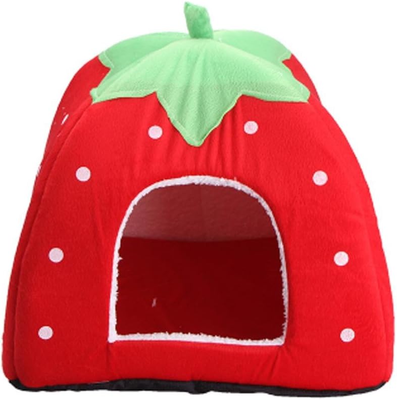 Cat Beds for Indoor Cats, Cat Tents for Indoor Cats, Foldable Cat Cube Cave House Removable Cushioned Pillow Guinea Pig Tent Bed for Rabbit Rats or Other Animals, Red, L
