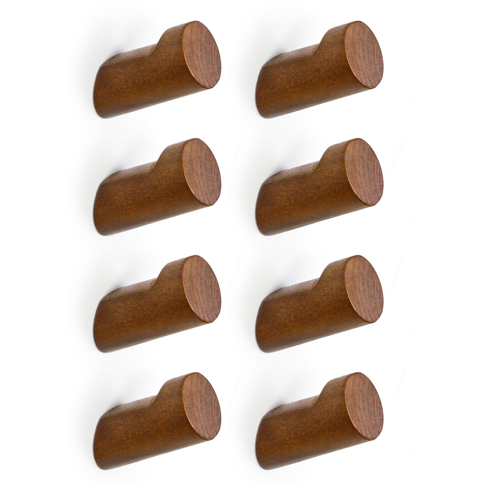 Optish Wood Wall Hooks for Hanging 8 Pack Walnut