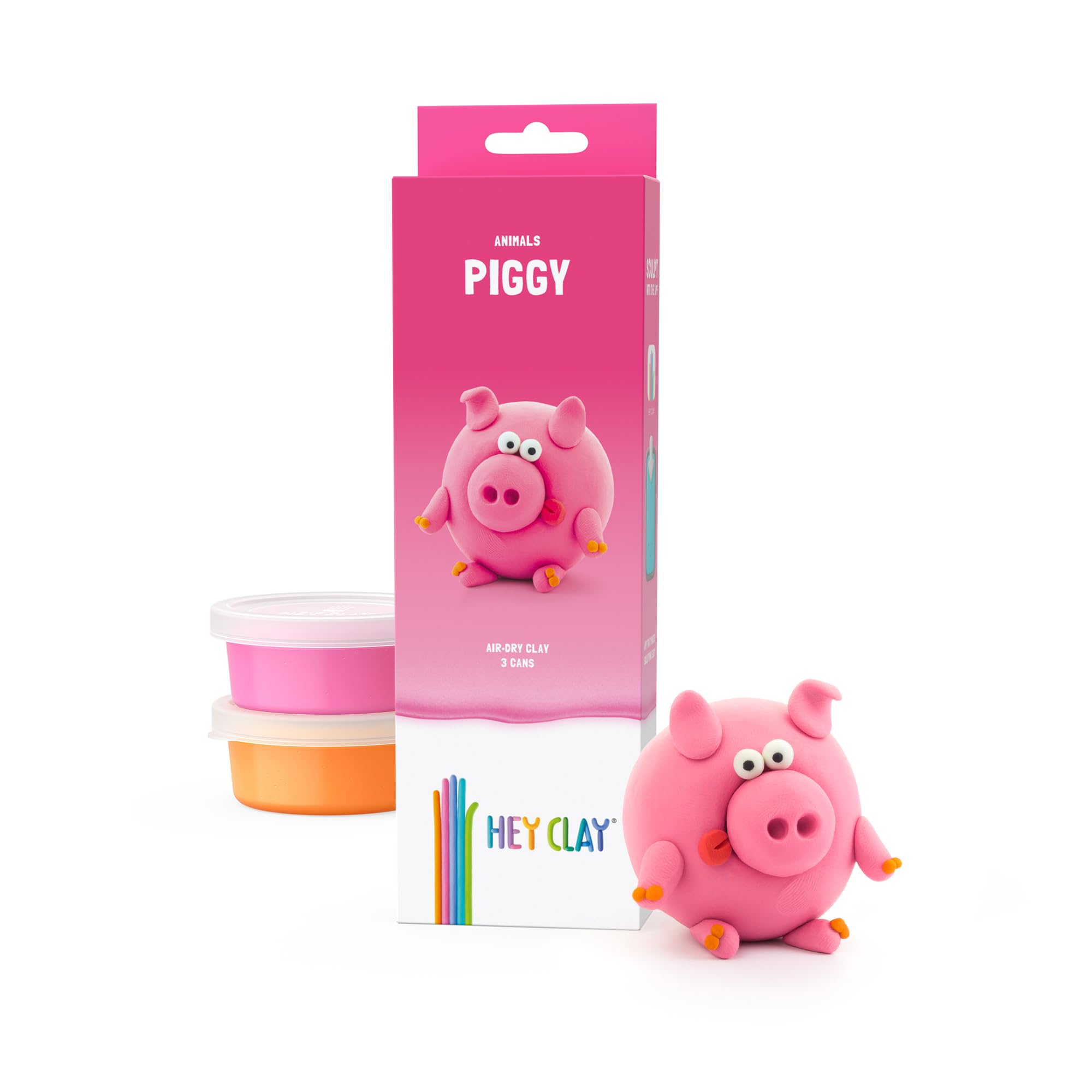 HEY CLAY Modeling Air-Dry Clay Kit for Kids Creative Gift Age 3+ (3 cans)