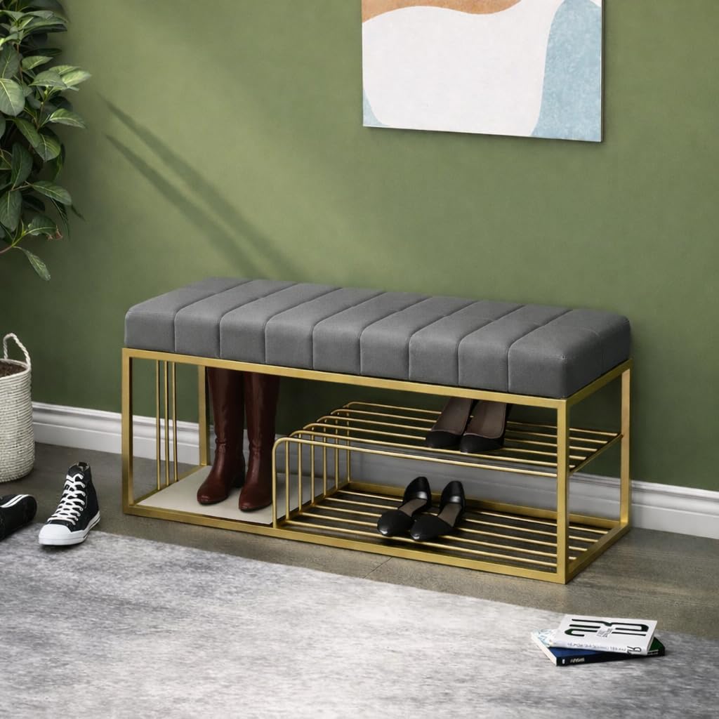 Zenture Ottoman with Storage Medium Size Bench and Velvet Upholstery, The Entryway Sleeping Bench Ottoman, Sofa, Footstool, Bed End Table, Settee, with Storage for Living Area and Bedroom (Grey)-image-25