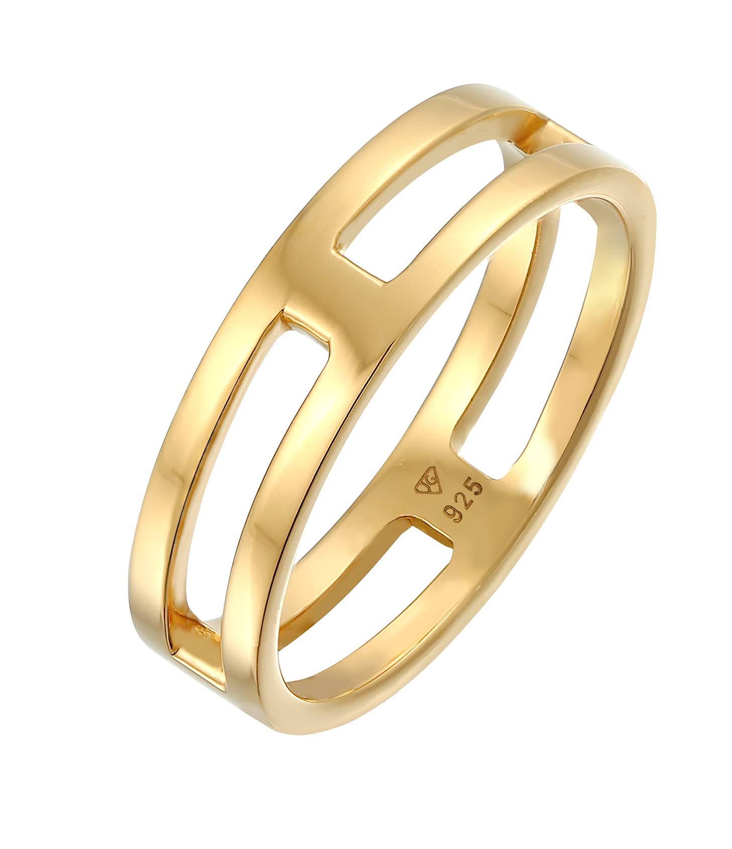 Kuzzoi Anillo de hombre macizo (6 mm), diseño purista, anillo para hombres de plata de ley 925 chapada en oro, anillo de plata pulida, anillo dorado moderno macizo, talla 60-66, 0605612421