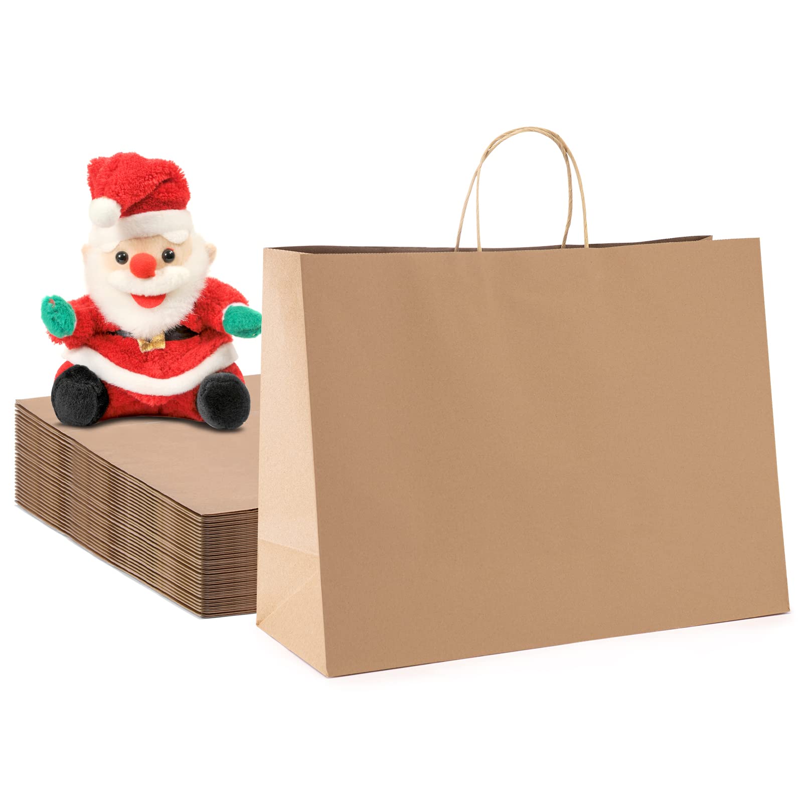 METRONIC Paper Gift Bags 16x6x12 100Pcs Brown Paper Bags with Handles Bulk, Large Kraft Paper Bags for Small Business, Birthday Wedding Party Favor Bags, Christmas Gift bags, Retail shopping Bags
