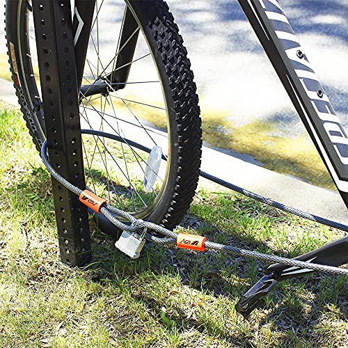 BV Heavy-Duty 7FT Security Cable Lock with Loops - 10mm (3/8 Inch) Cut-Resistant Braided Steel Cable - Versatile & Weatherproof - Bike Lock Cable, Security Chain for Padlock, Chain Lock, Wire Lock - Image 8