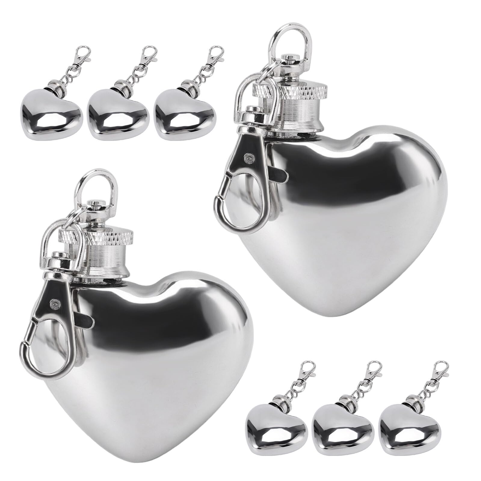 Mini flasque porte-clés 30 ml en acier inoxydable pour camping, lot de 8 gourdes étanches