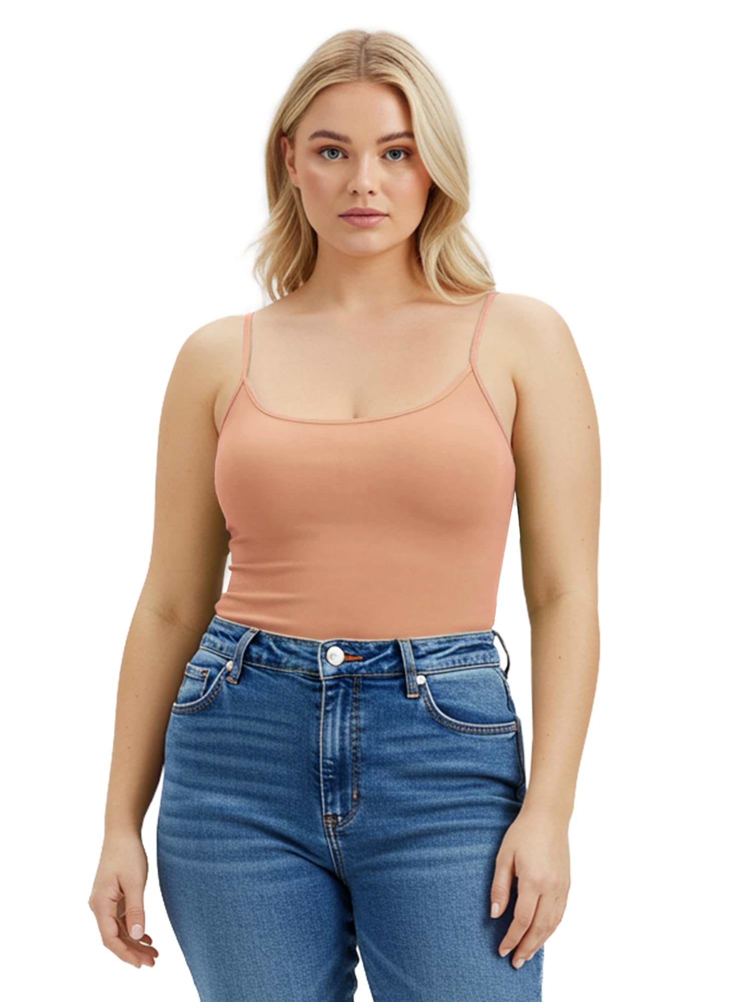 Emmalise Women's Basic Casual Long Camisole Adjustable Strap Cami Layering Top