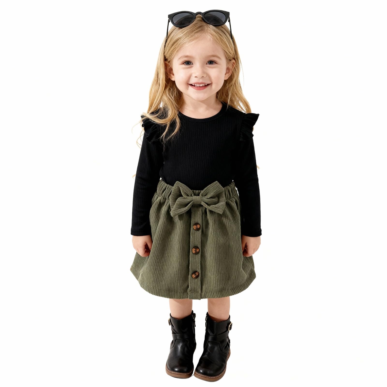 A.T.U.N. (ALL THINGS UBER NICE) Elegante vestido para niñas listo para el invierno | Cuello redondo con manga larga y detalle de lazo | Atuendo cálido y moderno