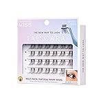 KISS Falscara DIY Eyelash Extension Wispy Wisps - Featherlight Synthetic Reusable Artificial Eyelashes Multipack of 24 Mini Lash Clusters for that Authentic Eyelash Extension Look