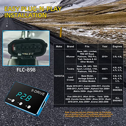 9 Drive Throttle Response Controller,Smart Electronic Racing Pedal Accelerator for Toyota 4Runner 2010+,Tundra 2007-2021,Land Cruiser (J200) 2008+,Camry 2007-2011,Corolla 2008-2013,for LEXUS GX 460