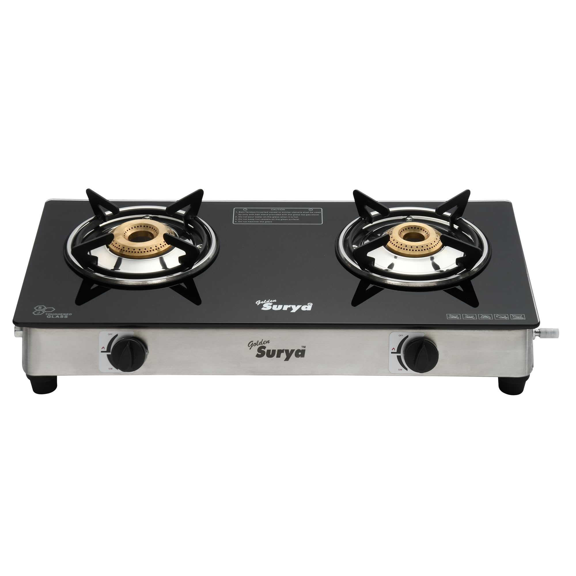 Golden Surya Glass Top 2 Burner Gas Stove | Manual Ignition | ISI Certified | 18 Months Warranty | Gas Stove 2 Burner (CXJ-22-SMART-SS)-image-34