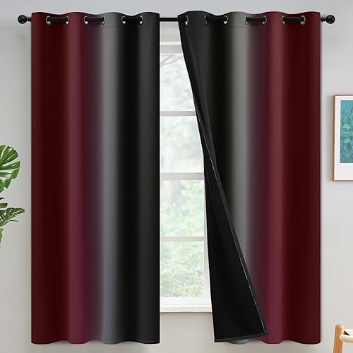 Miniatura 14 de Yakamok - Cortinas opacas 100% de 84 pulgadas de largo, cortinas azules para oscurecer la habitación, cortinas ombré para dormitorio, con ojales,