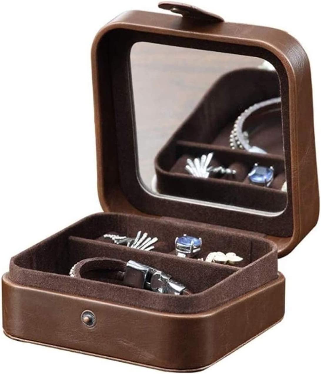 Portagioie Organizzatore portatile da viaggio in pelle | Custodia compatta for gioielli da donna, adatta for collane, orecchini, anelli, bracciali
