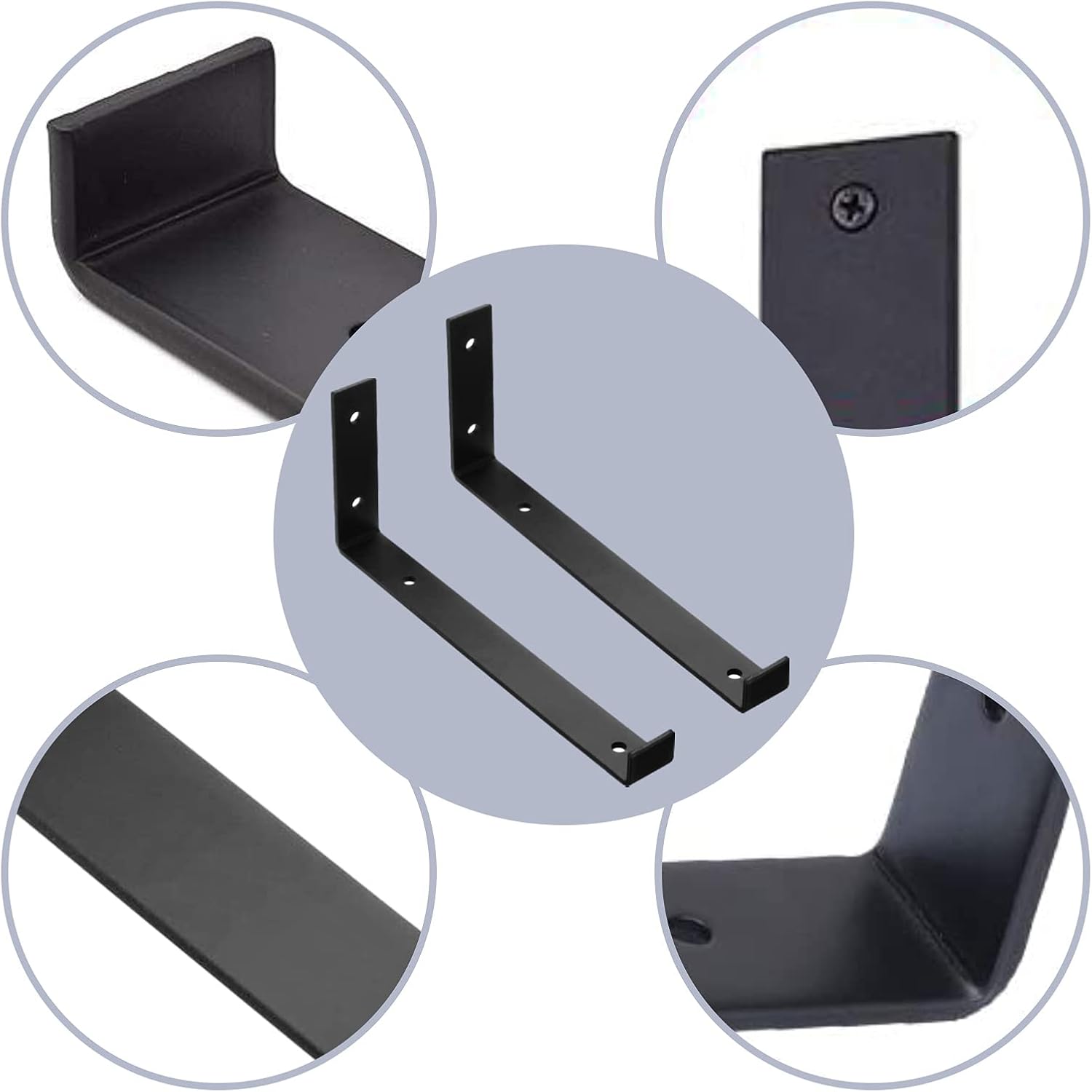 WHATWEARS Black Shelf Bracket, 2 Piece Heavy Duty Shelf Brackets