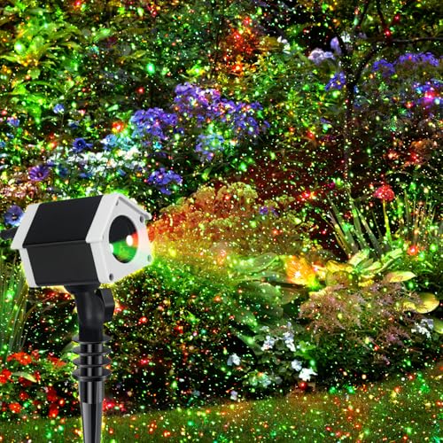 Lunmore Outdoor Christmas Laser Lights Star Projector, Garden Laser Light with Moving Firefly for...