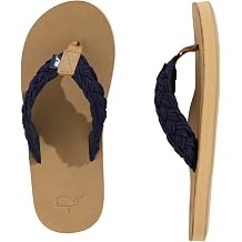vineyard vines Mens Braided Rope and Leather Flip Flop