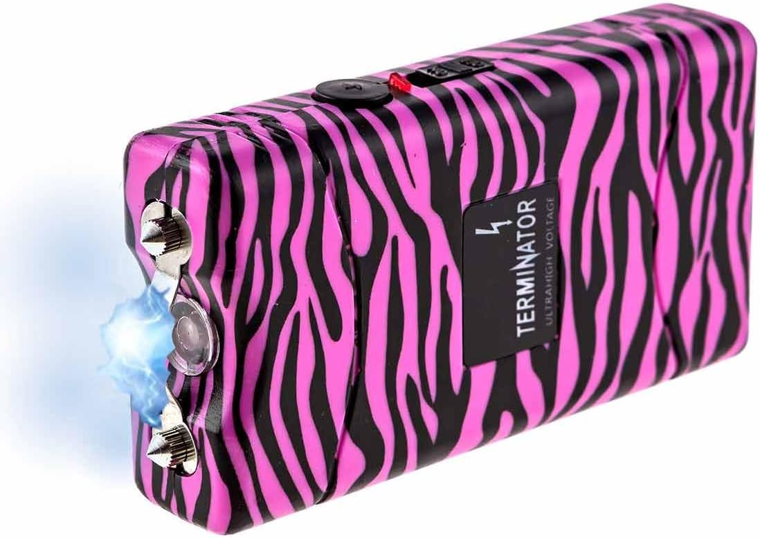 TERMINATOR Stun Gun SG-800-5 BV – Max Energy Mini Rechargeable Stun Gun Flashlight (Pink Zebra)
