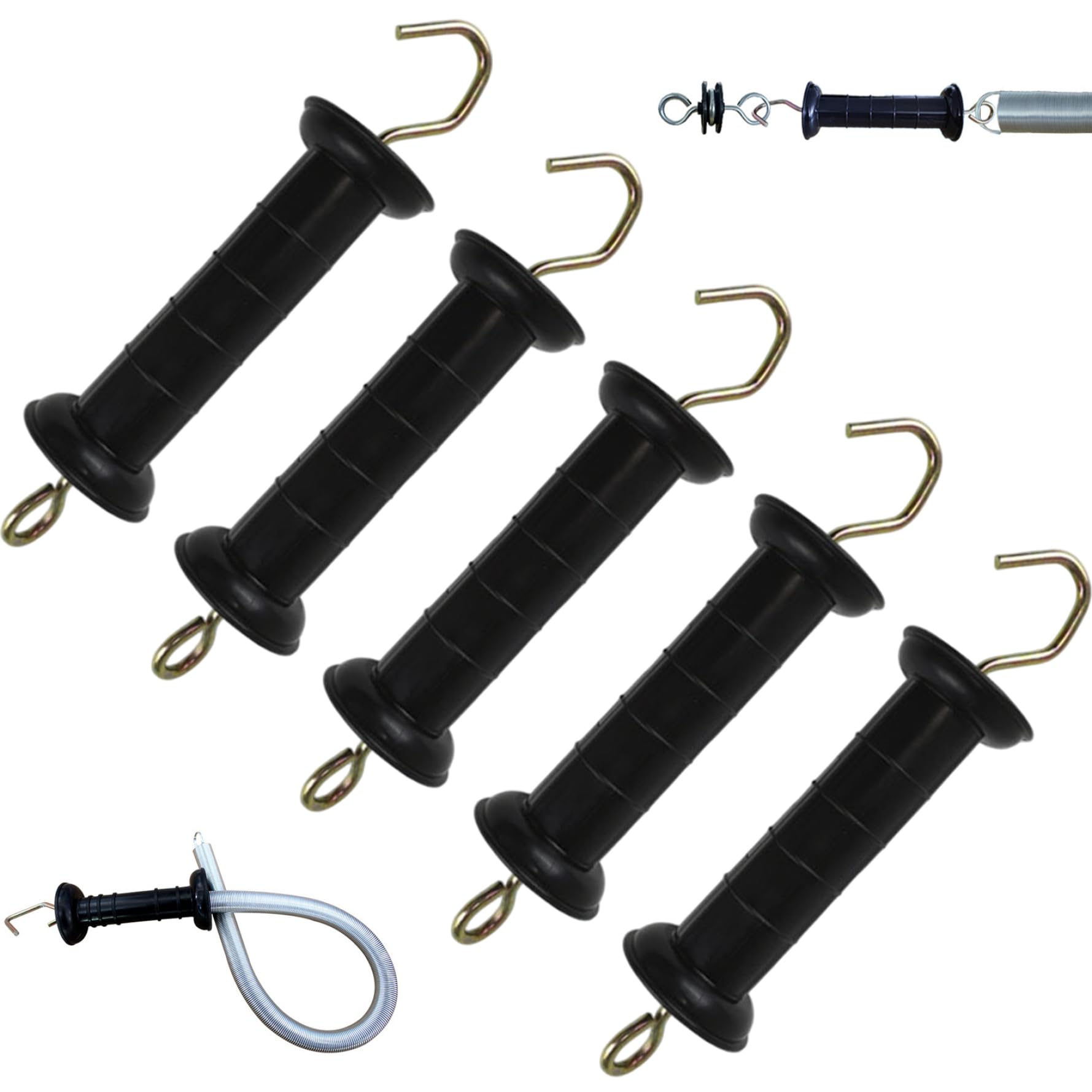 Vistnale Black Electric Fence Gate Handles 5Pcs 10" Insulated Pp Electric Fence Handles With Galvanized Iron Hooks For Farm|Agricultural Fencing