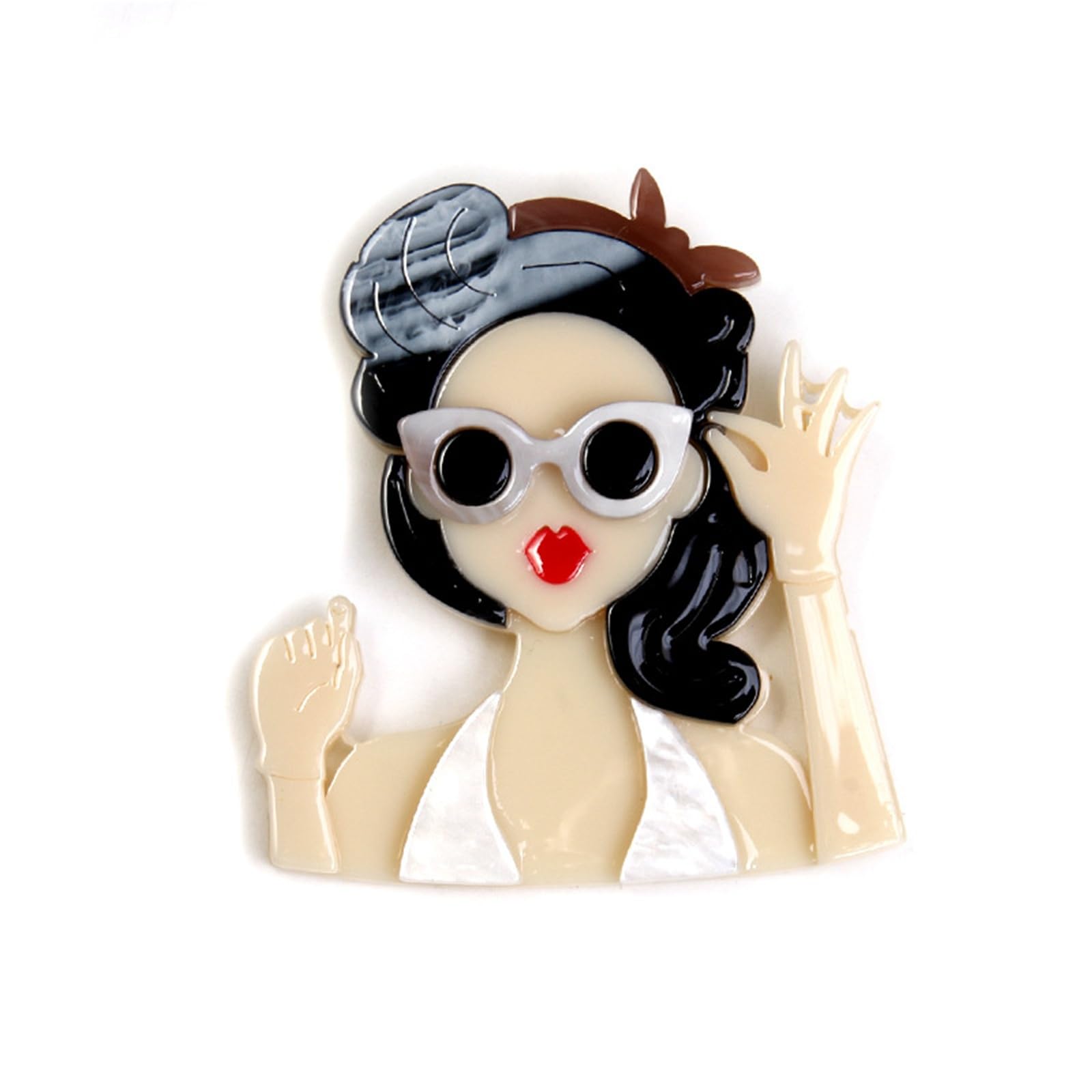 Broche de acrílico refinado para niña, ramillete de personajes de dibujos animados retro de alta gama para mujer
