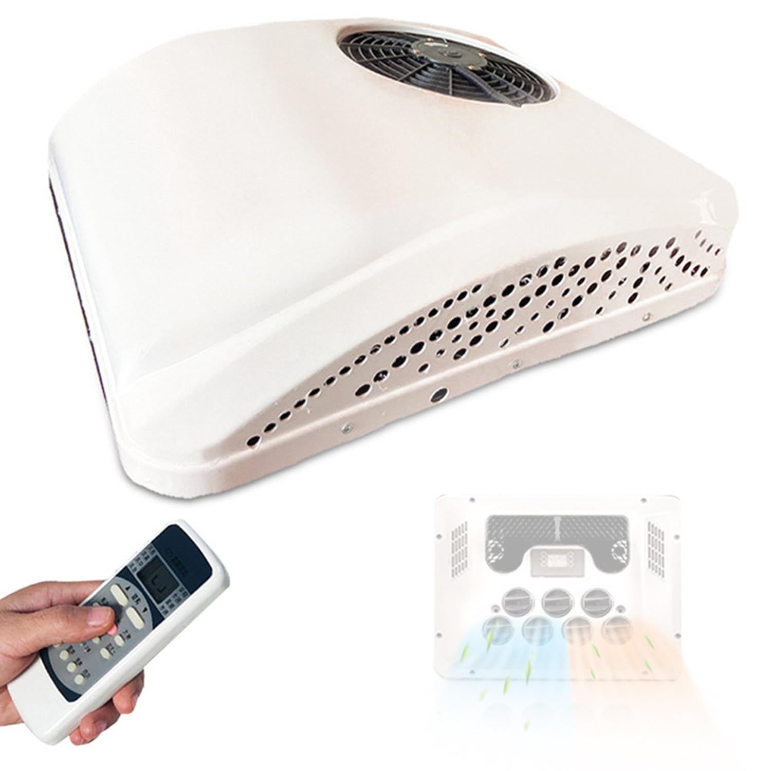Aire Acondicionado de Techo para Camión con Función Fría y Caliente 2 en 1 | Aire Acondicionado Eléctrico Universal para Autocaravanas,Caravanas y Vehículos Recreativos 220V