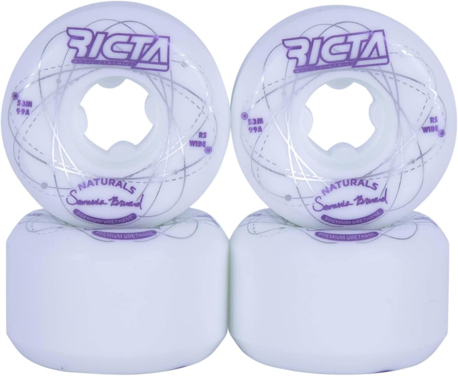 Ricta Brevard Orbital Naturals 53mm White Purple Wide 99a Skateboard Wheels