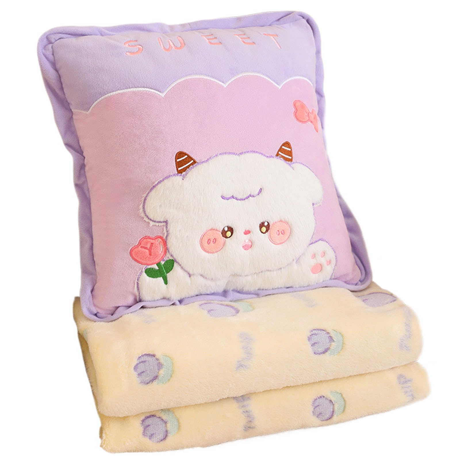 Buxuaaaa Pillow Blanket Space Saving Warm Throw Multiple Purpose for Lounges Breaks Time Use Plush Blanket