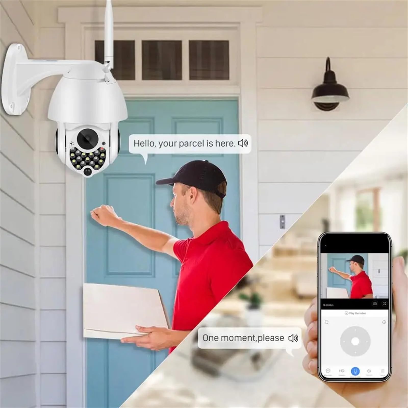 Kamera bezpieczeństwa, Kamera IP 4MP zewnętrzna kamera bezpieczeństwa 1080P HD automatyczne śledzenie sieci bezprzewodowy nadzór noktowizyjna kamera(4MP Add 32GB Card)