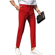 Men's Dress Pants Slim Fit Formal Pleated Trousers for Casual Business Wedding Daily Wear Slacks