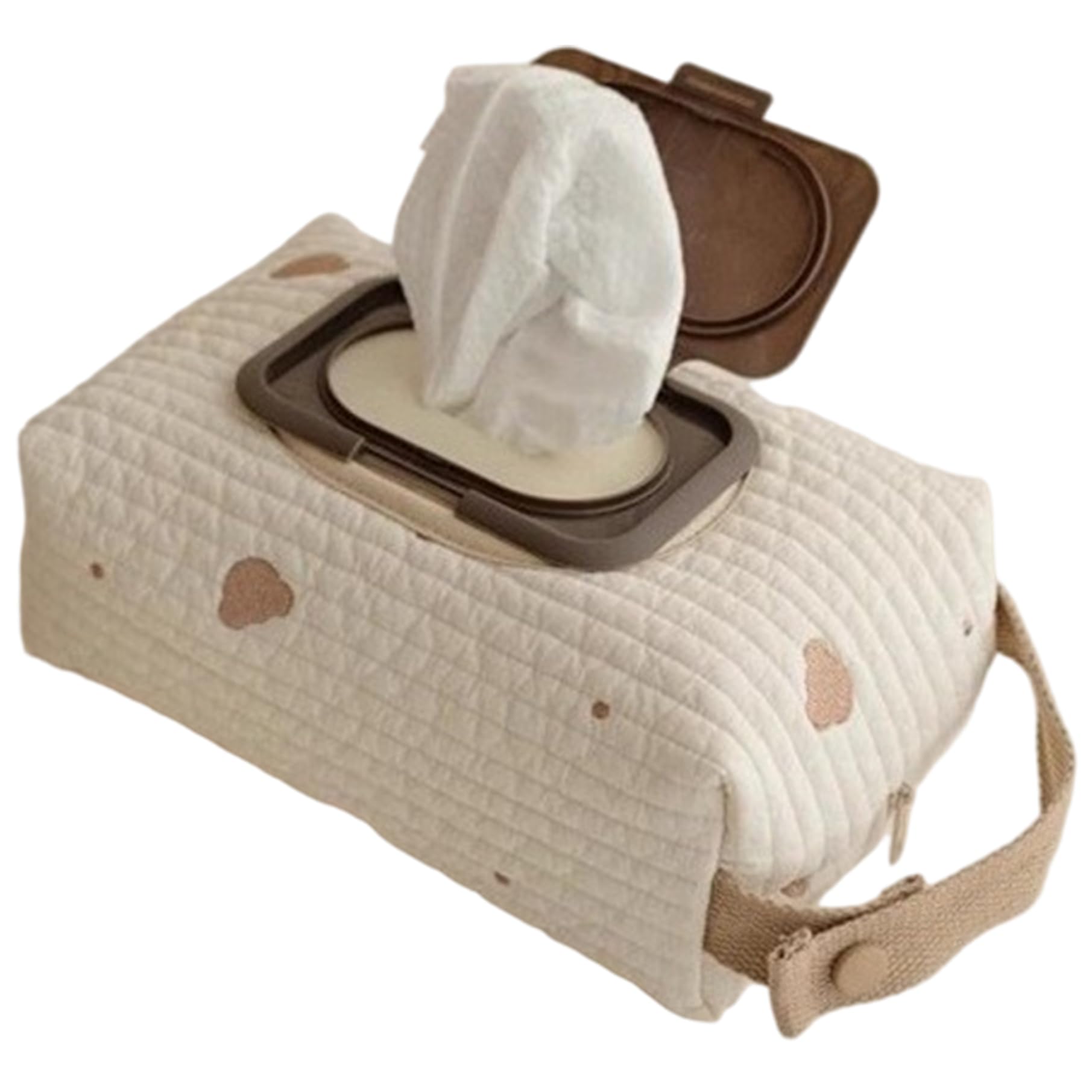 Comebachome Diaper Bag Organizer, Bear Pattern Diaper and Wipes Pouch with Handle, Washable Reusable Embroidery Baby Wipes Storage Bag for Travel, Decor