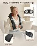 Cotsoco Neck Rechargeable Massager with Heat, Shiatsu Back Neck and Shoulder Massager, 4D Deeper Tissue Kneading Electric Massage Pillow for Home Car and Office, Gifts for Women/men/Mom/Dad
