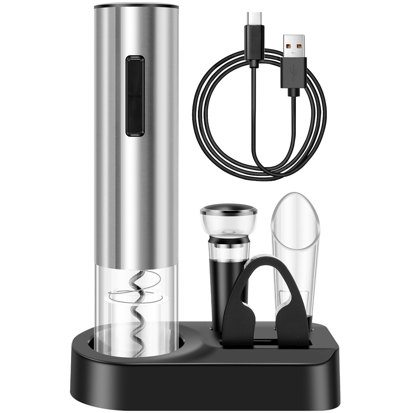charging Electric Wine Opener Set Multipurpose Wine Bottle Corkscrew Openers Time Saving Cordless Electric Wine Bottle Openers Battery Operated Corkscrew with Foil Cutter for Home Party