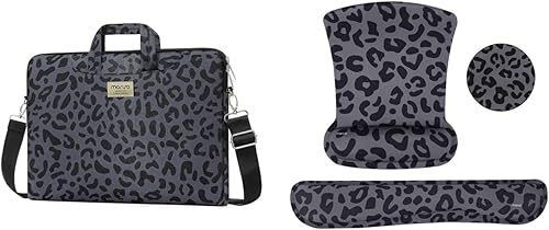 MOSISO Soporte para reposamuñecas de grano de leopardo para mouse pad, teclado y bolsa de hombro para laptop compatible con MacBook Air 15/Pro
